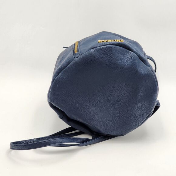 Kenneth Cole Reaction Blue Leather Bucket Bag Backpack - Picture 6 of 13